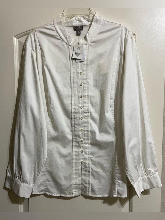 J. Jill Tops - NWT J Jill Women’s White Button Down Shirt Blouse Cotton Preppy 3X Long Sleeves
